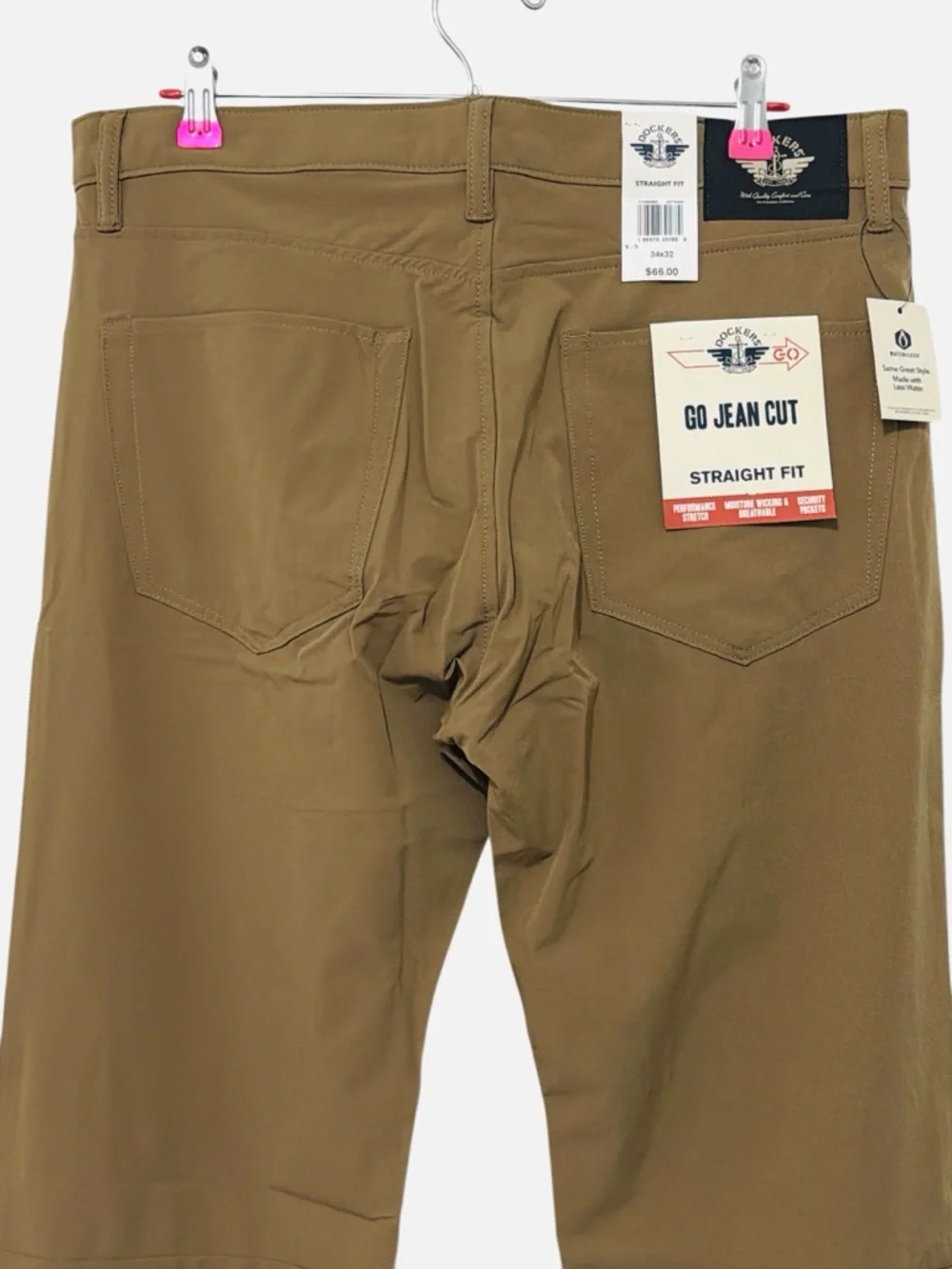 Dockers Pants Go Jean Cut Straight Fit Security Pocket British Khaki Size 34x32